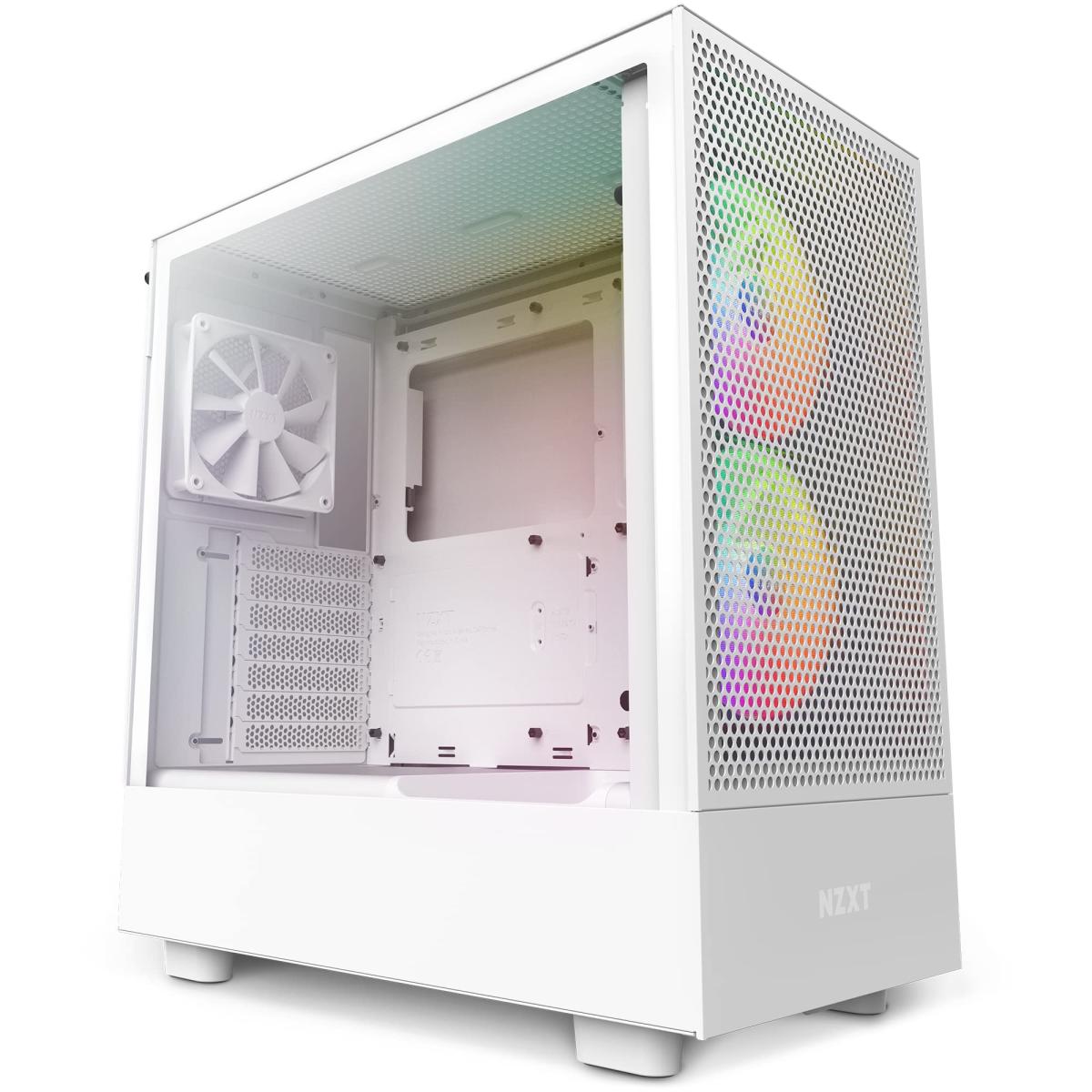 NZXT H5 Flow RGB ATX Tempered Glass Mid Tower (WHITE) Gaming Case NZXT H5 Flow RGB ATX Tempered Glass Mid Tower (WHITE) Gaming Case